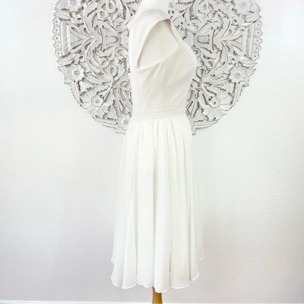 {Dress The Population} Brielle Lace-Trimmed Fit And Flare Dress, Size S